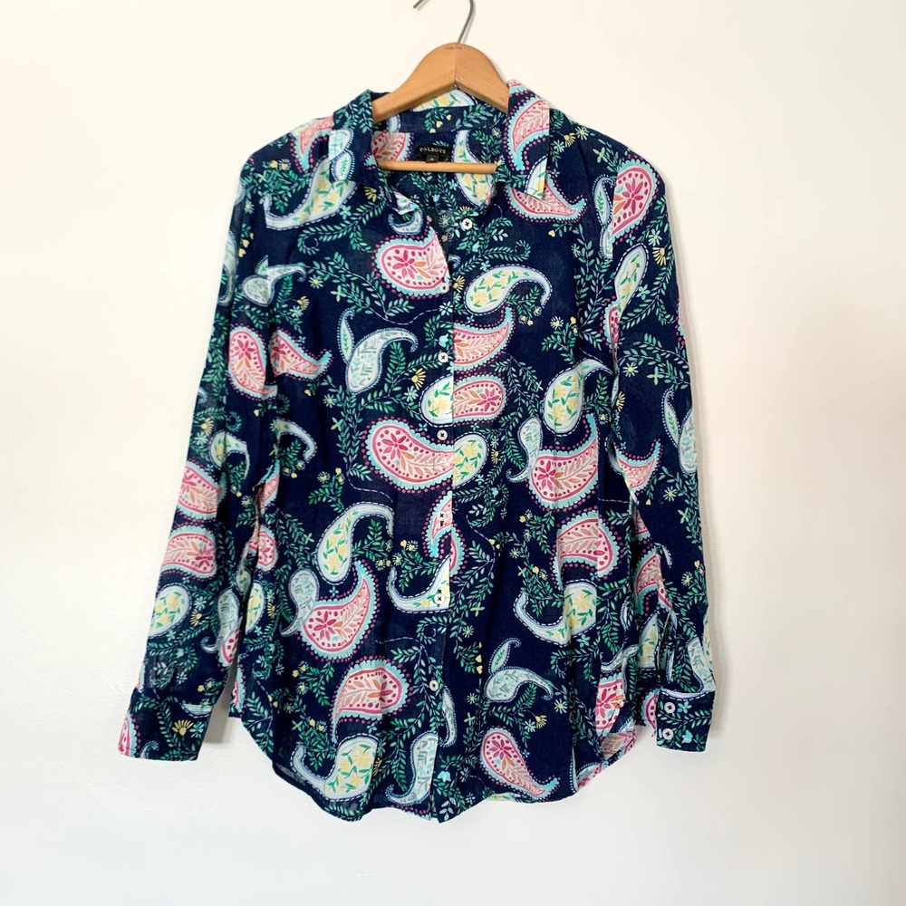 Talbots Paisley Cotton Button Up Top M